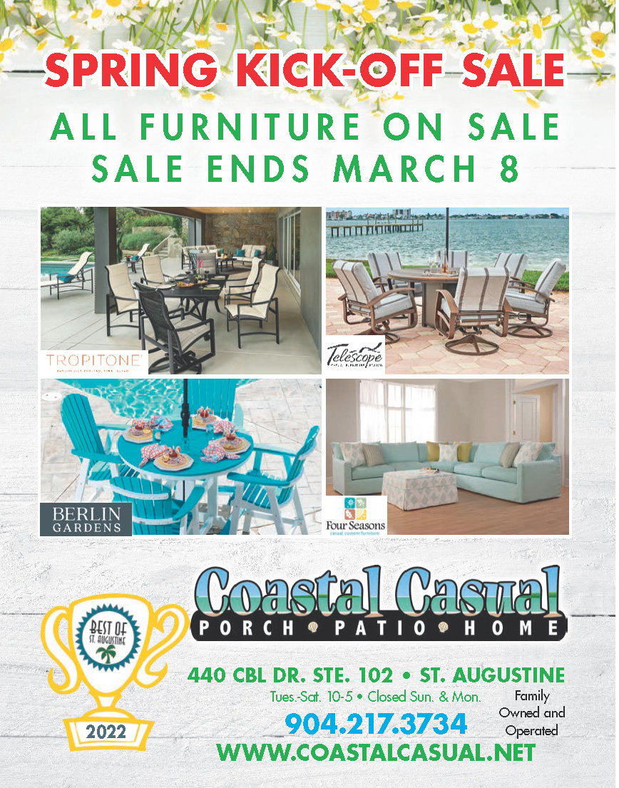 Coastal Casual's Spring Kick-Off Sale!  Outdoor Furniture, Indoor Furniture and more in St. Augustine Florida